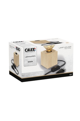 Tischlampe E27 Holz mit Textilkabel