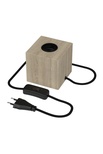 Tischlampe E27 Holz mit Textilkabel