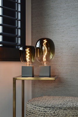 Tischlampe E27 Grau mit Textilkabel